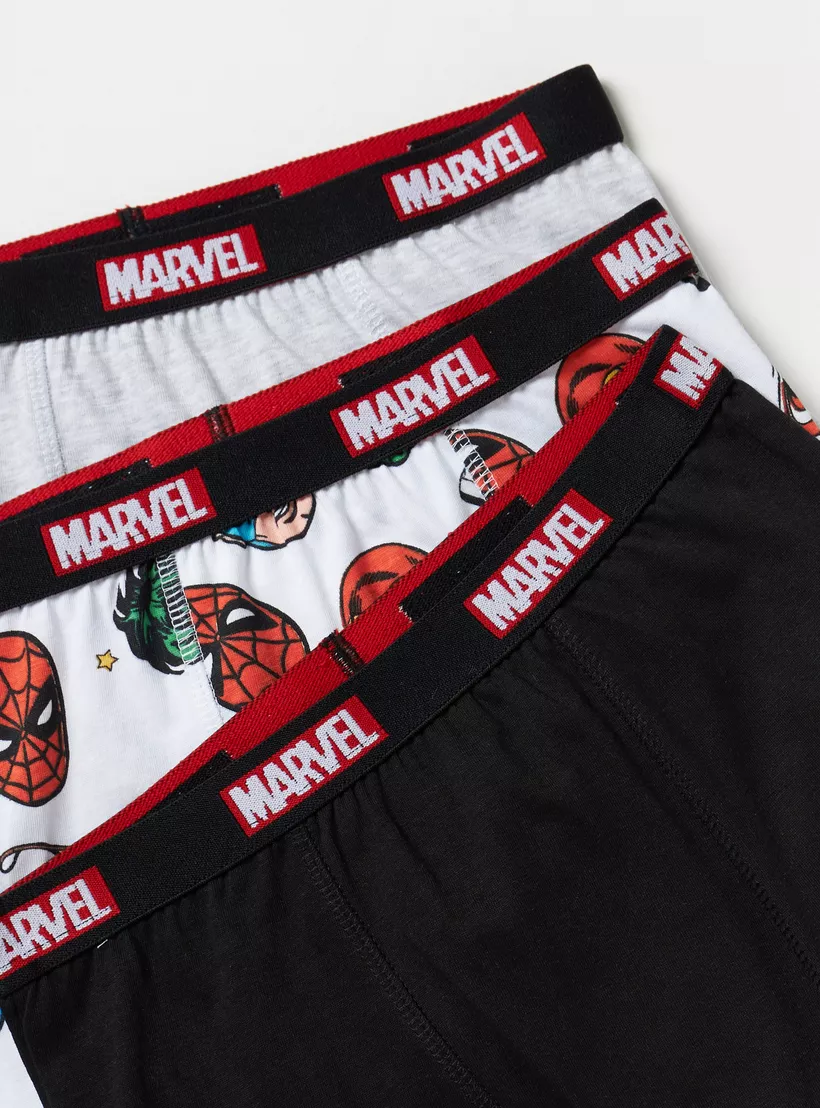 Avengers Print Boxers with Elasticated Waistband - Set of 3-3