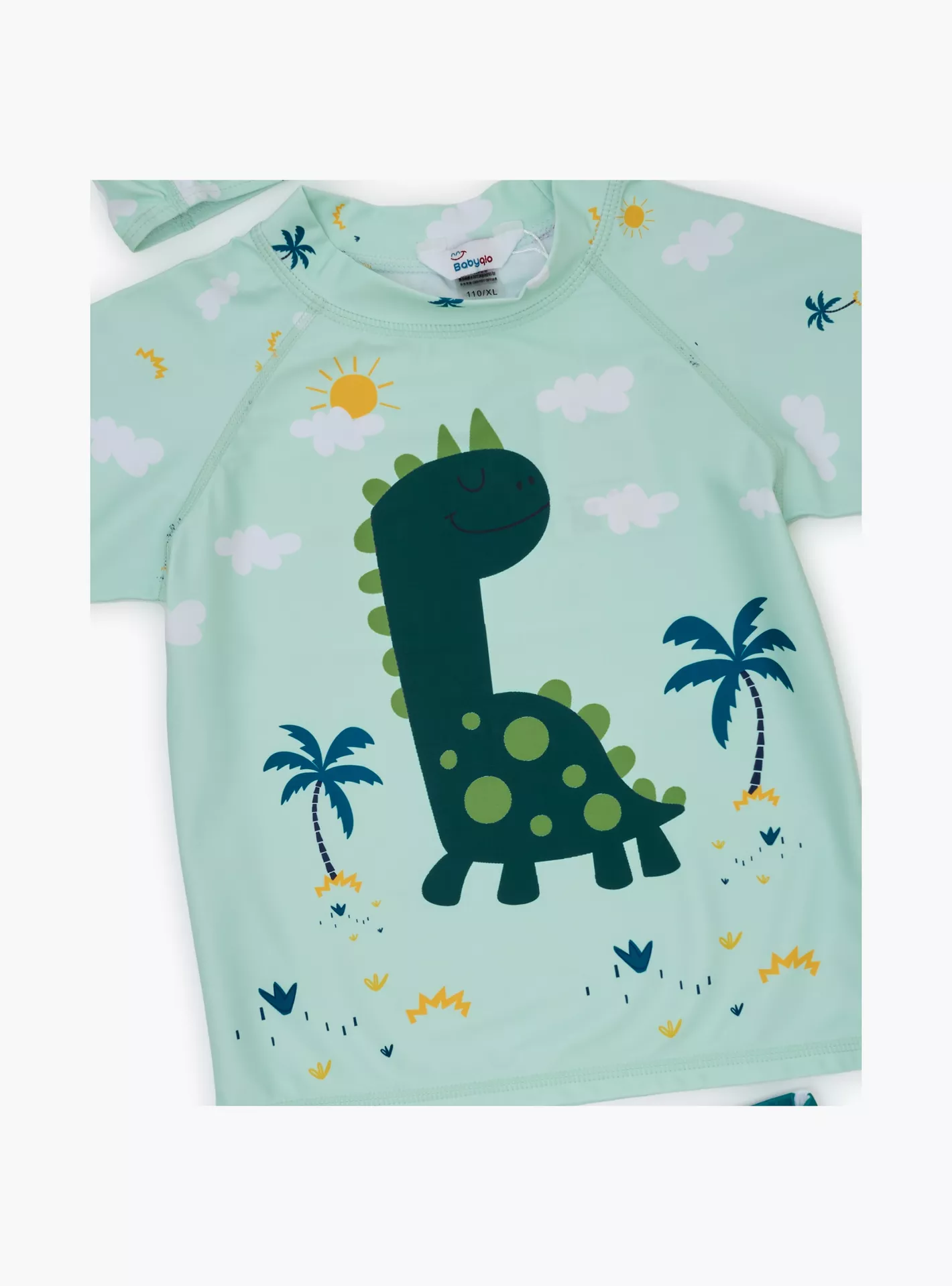 Babyqlo 3-Piece Dino Tropical Printed Shorts Sleeves T-Shirt, Shorts with Cap-3