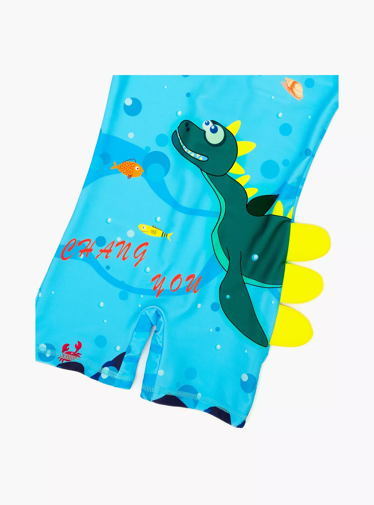 Babyqlo Dino Adventure Printed Shorts Sleeves Swimwear Bodysuit with Cap-5