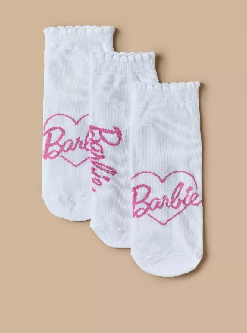 Barbie Print Ankle Socks with Scalloped Hem -2