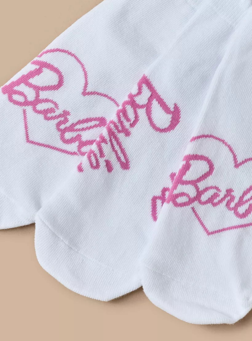Barbie Print Ankle Socks with Scalloped Hem -4
