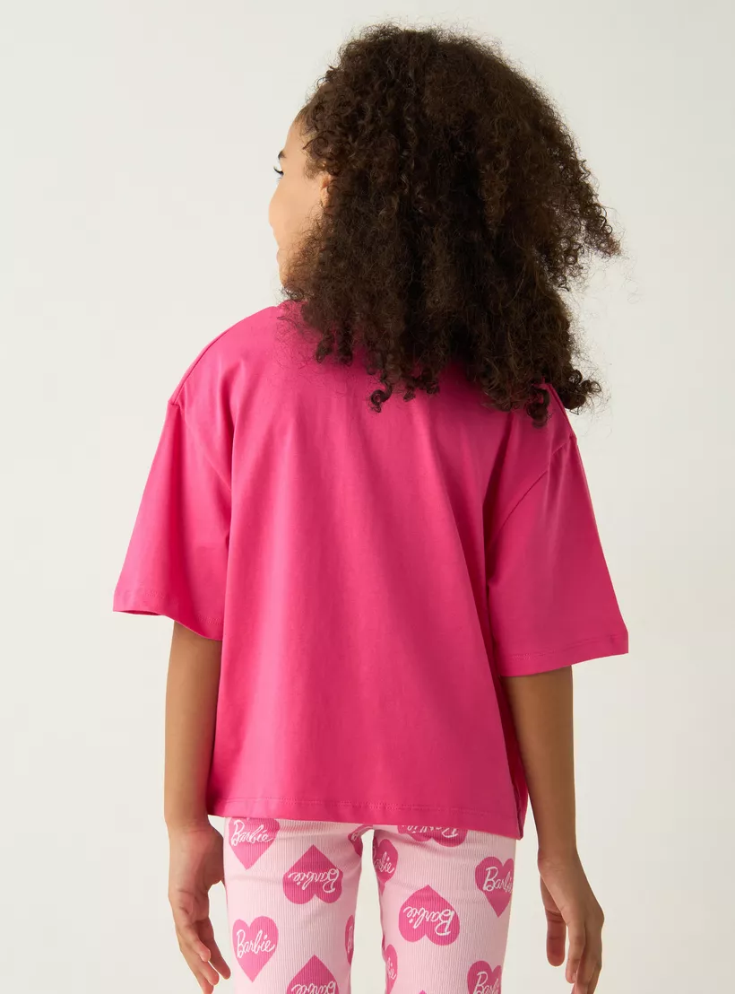Barbie Print Loose Fit T-Shirt with Short Sleeves-3