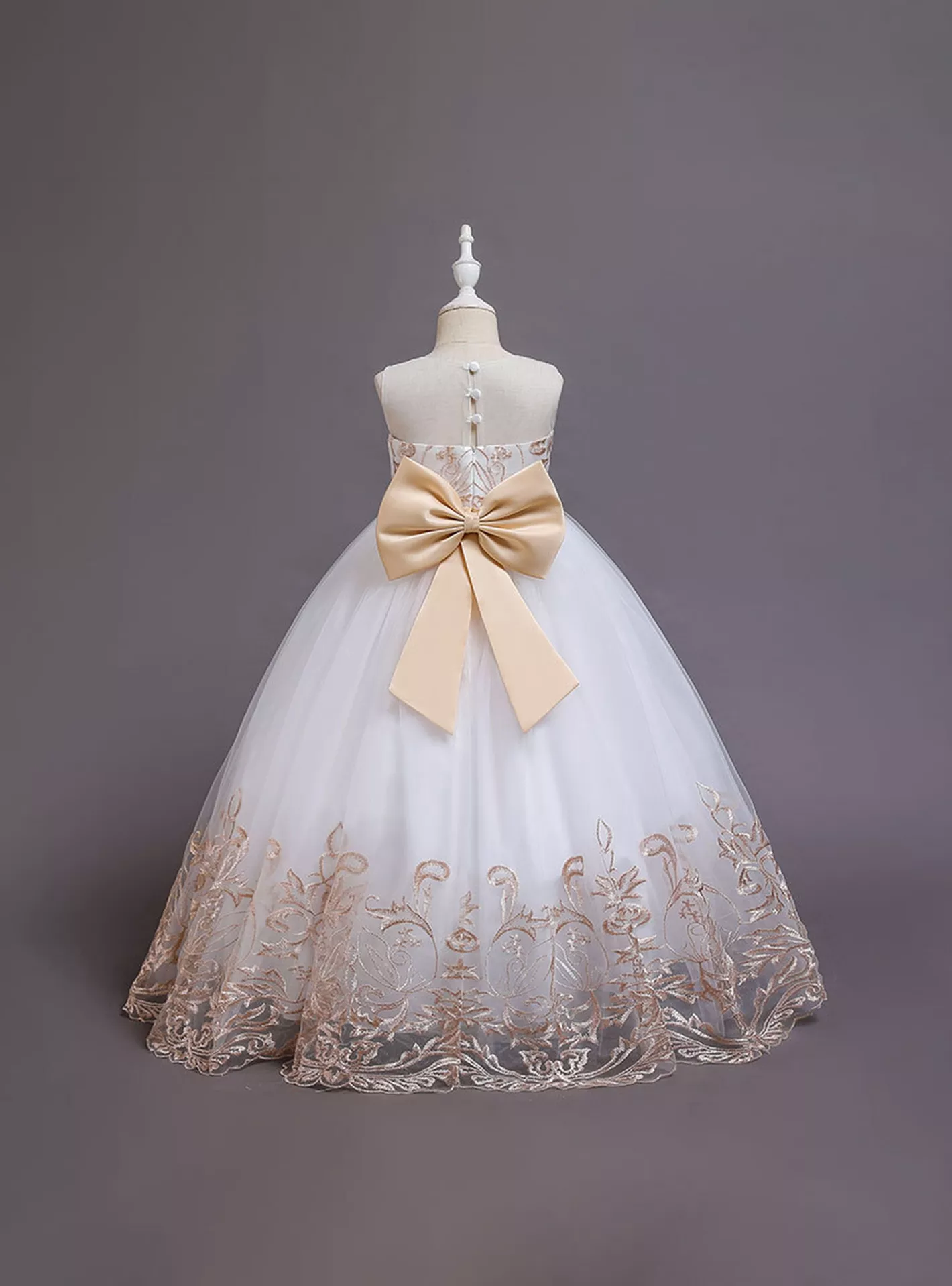 Ddaniella Embroidered Sleeveless Ball Gown-12