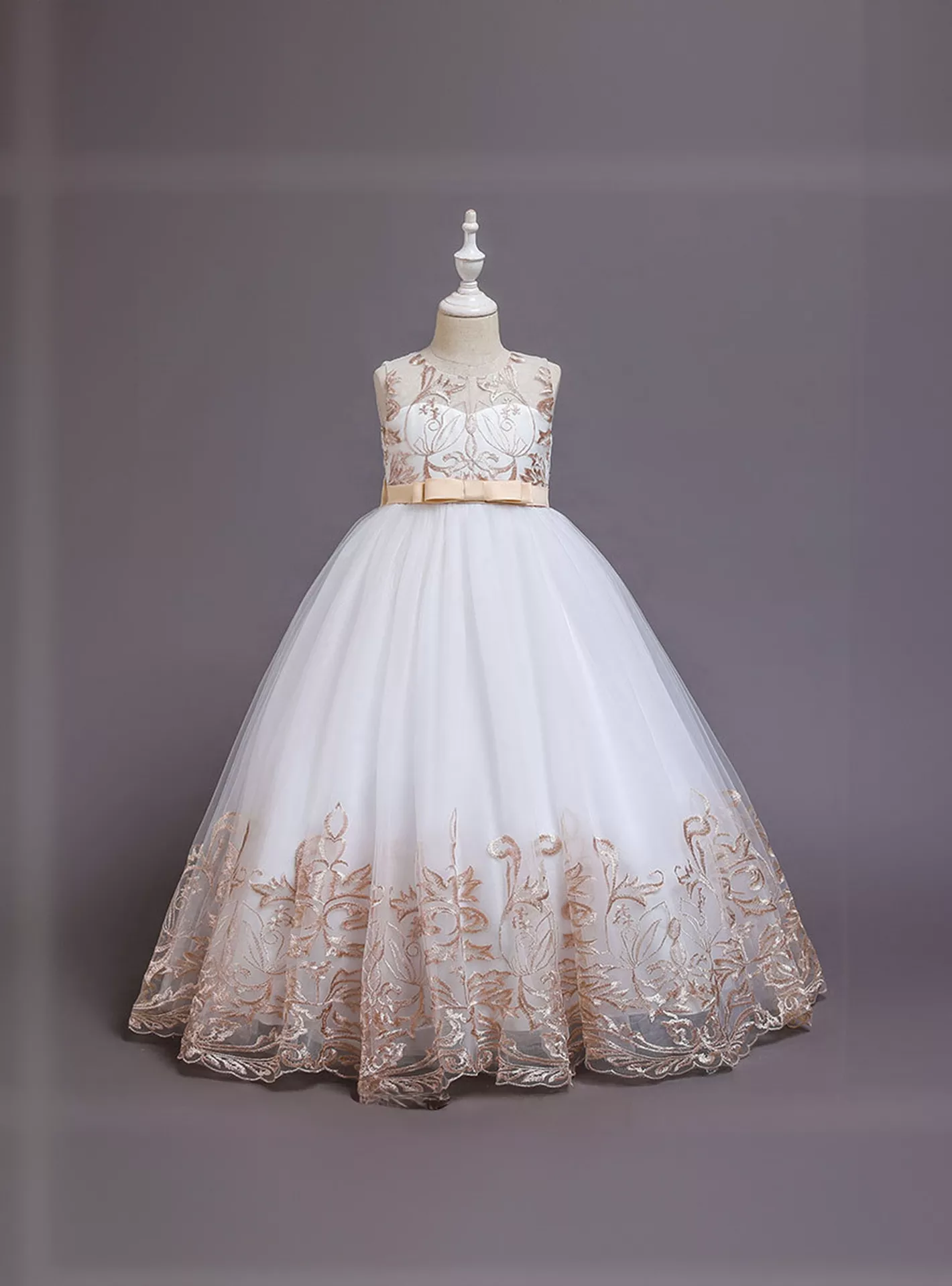 Ddaniella Embroidered Sleeveless Ball Gown-4