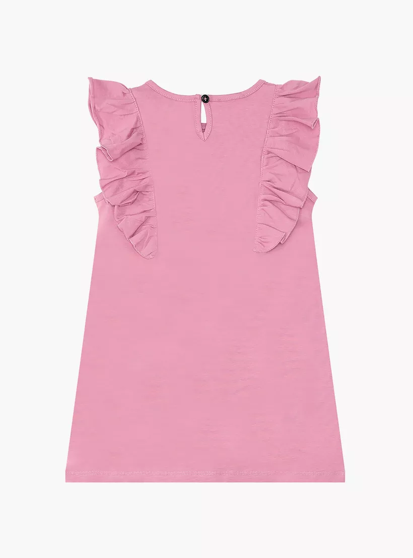 Denokids Panda Printed Cap Sleeves Dress-4