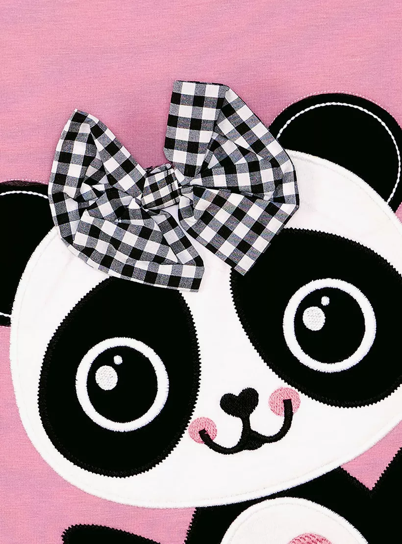 Denokids Panda Printed Cap Sleeves Dress-5