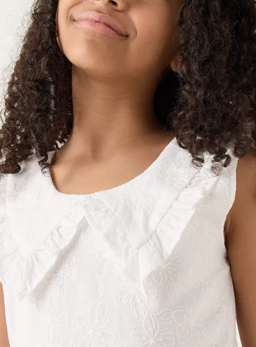 Eligo All-Over Embroidered Sleeveless Dress with Peter Pan Collar-4