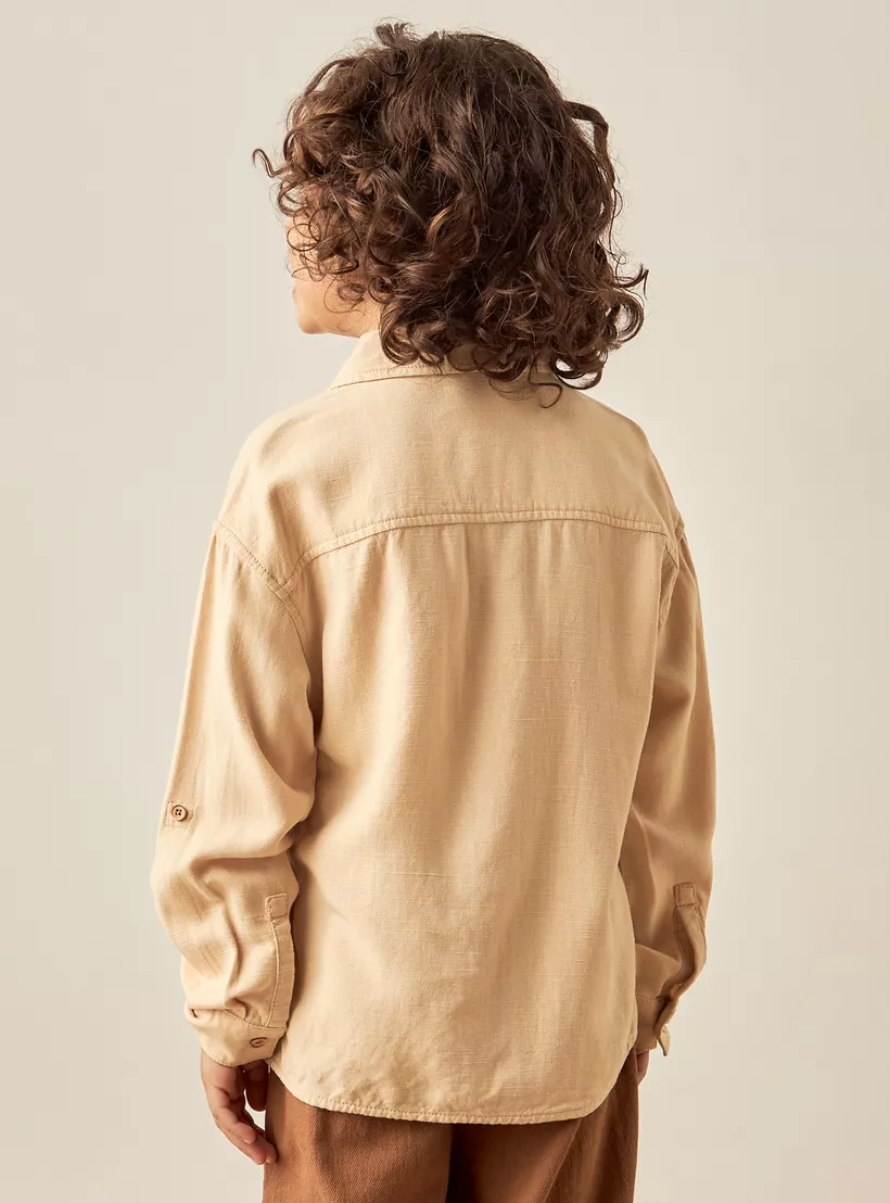 Eligo Solid Shirt with Long Sleeves and Chest Pocket-3