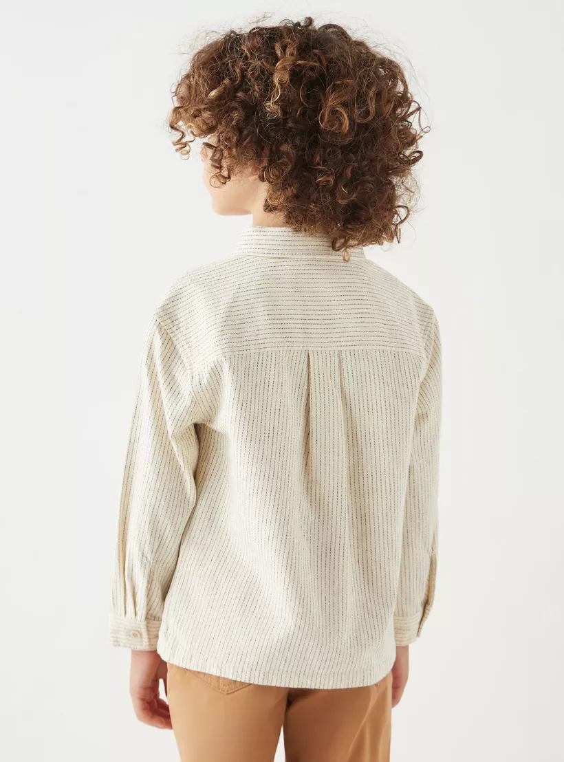 Eligo Striped Shirt with Long Sleeves and Chest Pockets-3