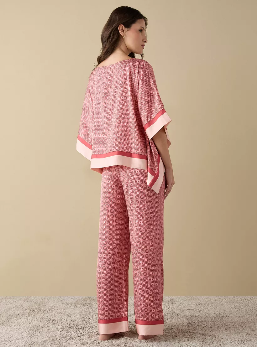 Floral-Print-Satin-Kaftan-pyjama-pink-3