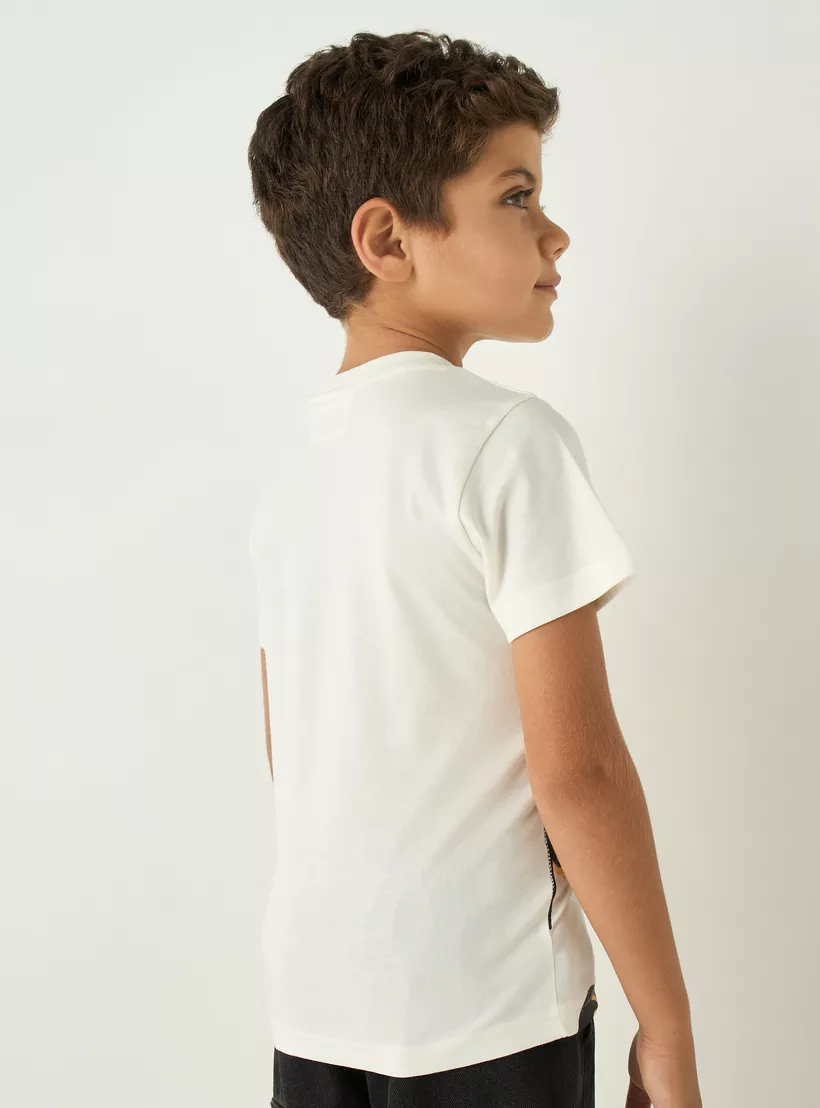 Garfield Print T-shirt with Crew Neck and Short Sleeves-3