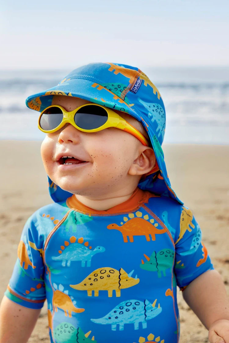JoJo Maman Bébé Blue Dinosaur UPF 50 1-Piece Sun Protection Suit-2