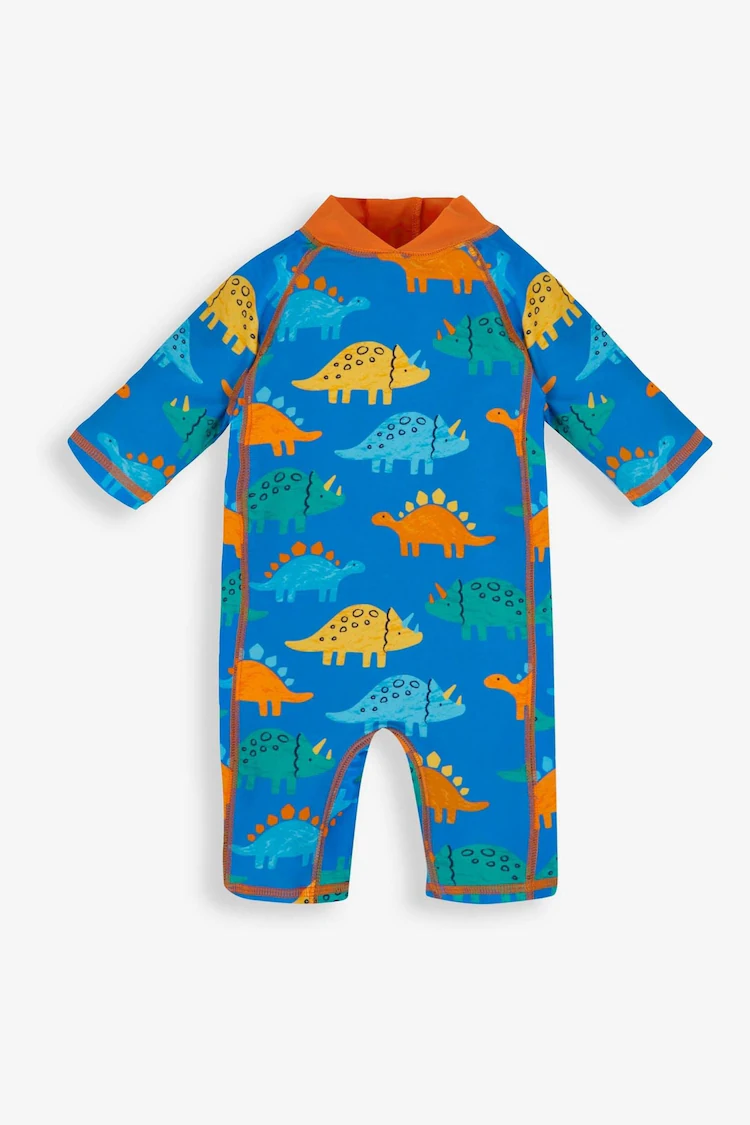 JoJo Maman Bébé Blue Dinosaur UPF 50 1-Piece Sun Protection Suit-4