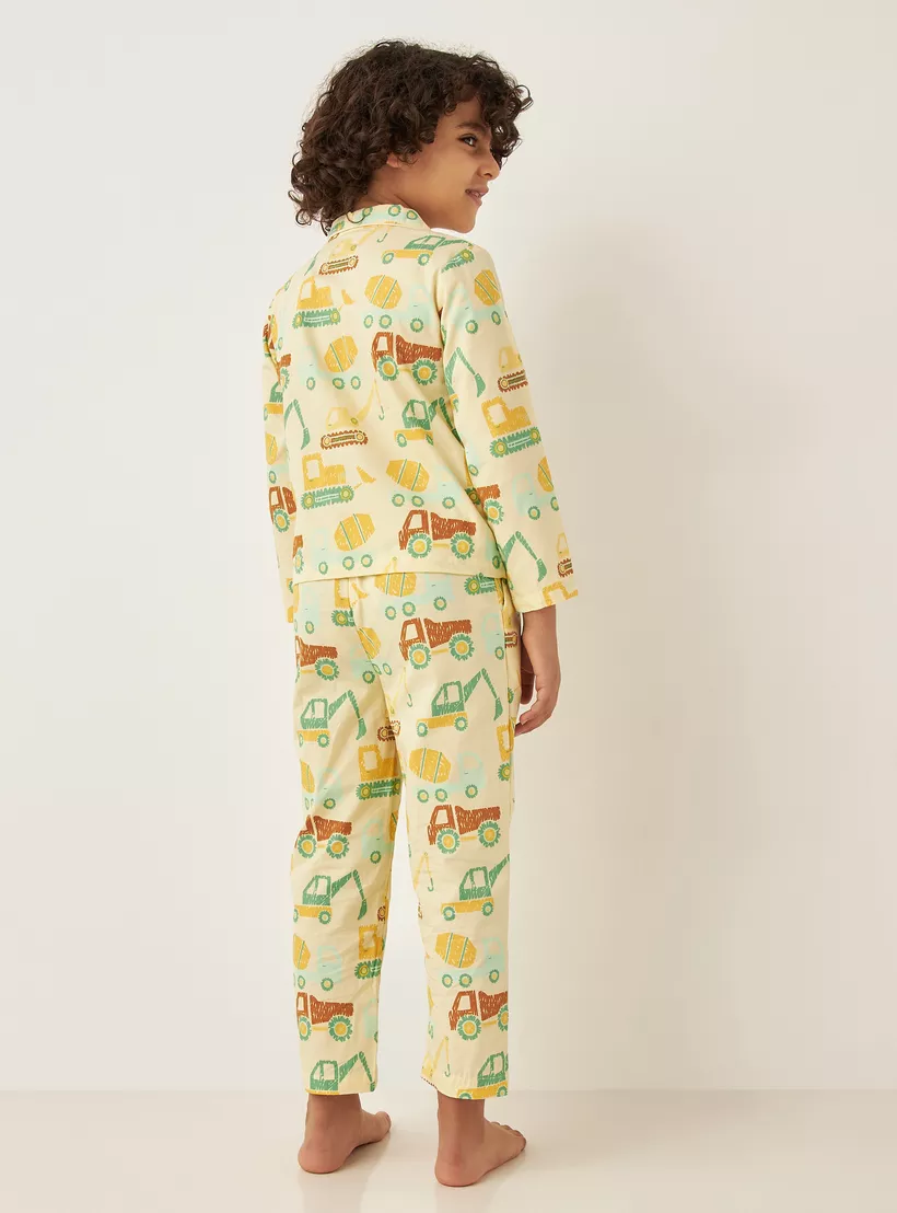 Juniors-All-Over-Car-Print-Long-Sleeves-Shirt-and-Elasticated-Pyjama-Set-3