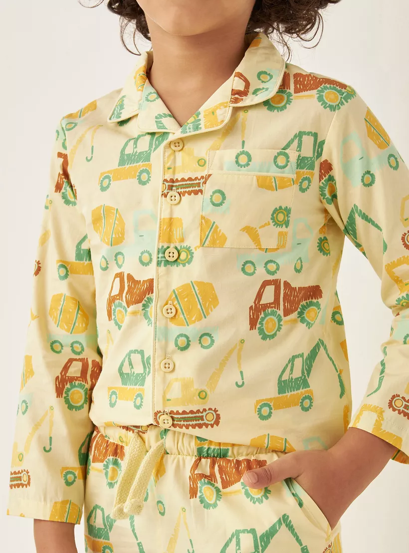 Juniors-All-Over-Car-Print-Long-Sleeves-Shirt-and-Elasticated-Pyjama-Set-4