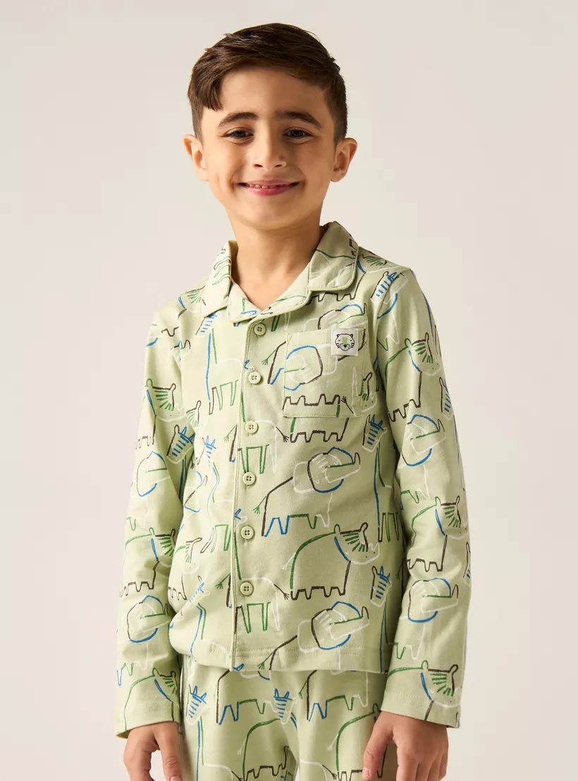 Juniors-All-Over-Elephant-Print-Shirt-and-Pyjama-Set-1
