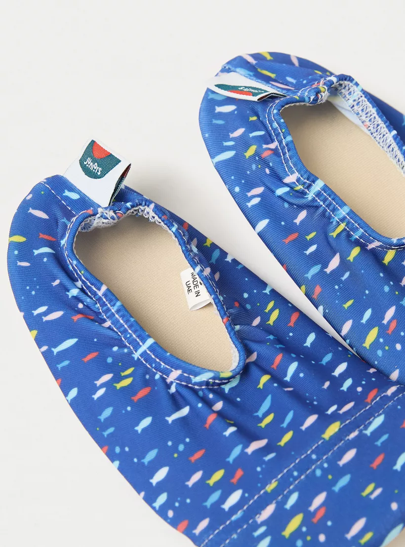 Juniors All-Over Fish Print Anti-Slip Swimming Slippers-3