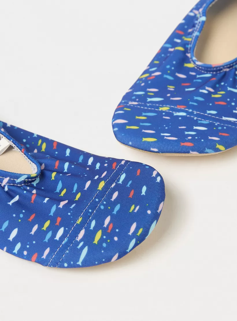 Juniors All-Over Fish Print Anti-Slip Swimming Slippers-4