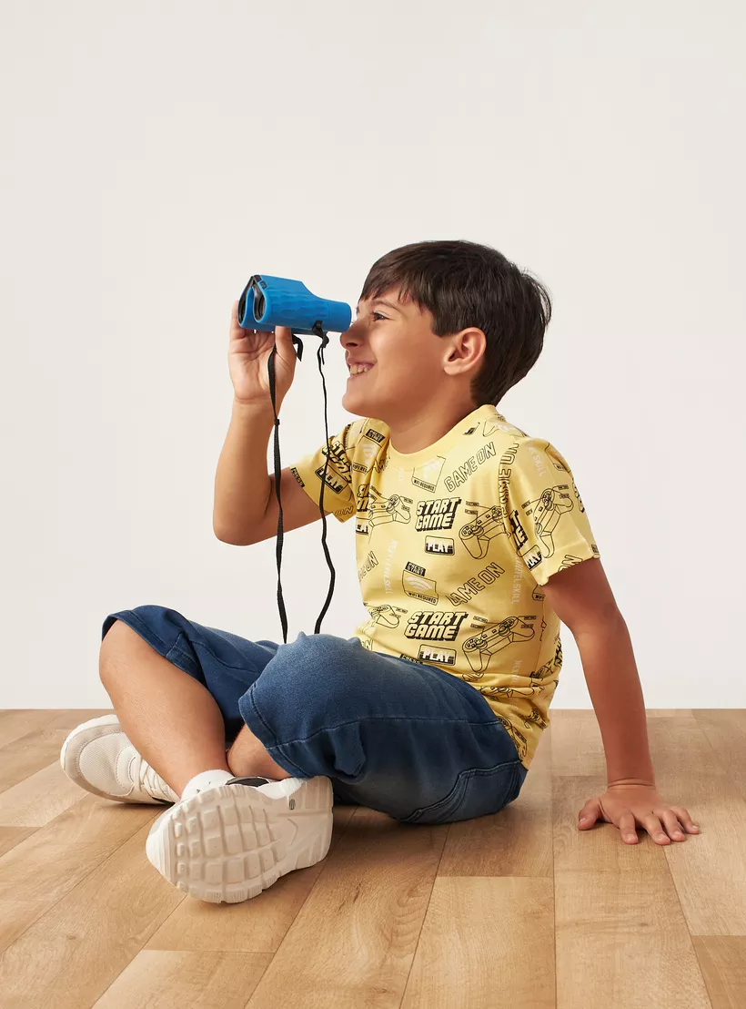 Juniors All-Over Gamer Print Crew Neck T-2