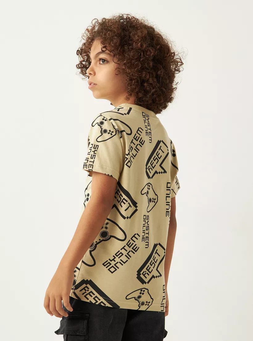 Juniors All-Over Gamer Print T-Shirt-3