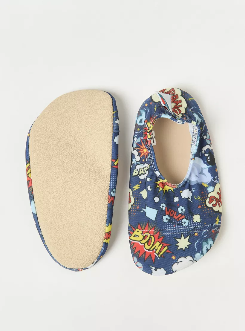 Juniors All-Over Graphic Print Anti-Slip Swimming Slippers-2
