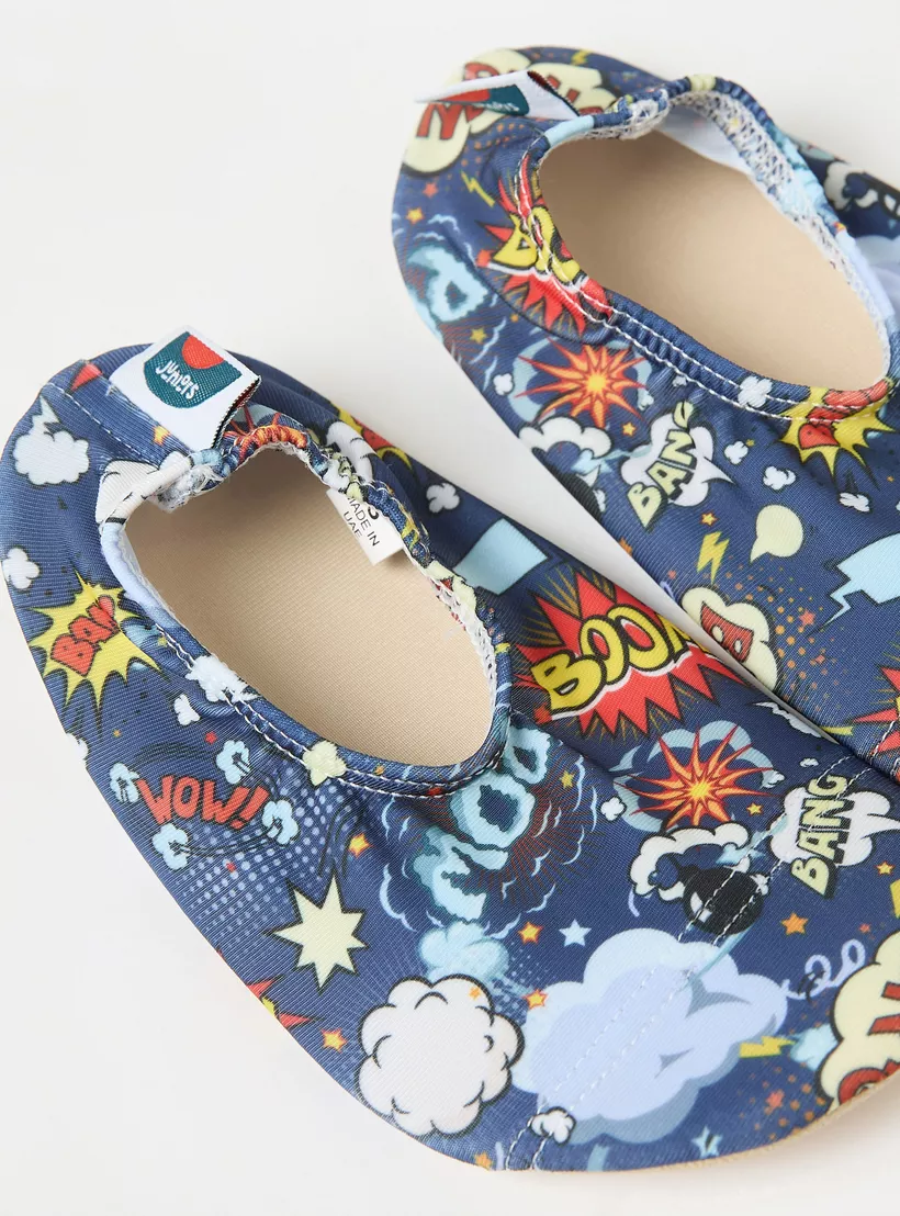 Juniors All-Over Graphic Print Anti-Slip Swimming Slippers-3