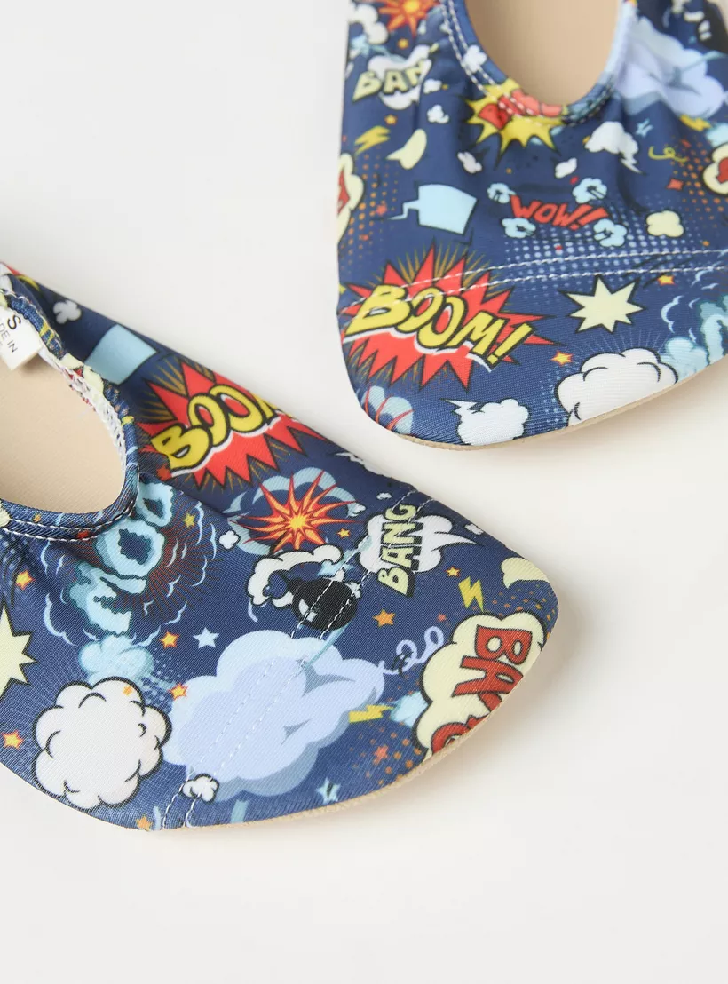 Juniors All-Over Graphic Print Anti-Slip Swimming Slippers-4