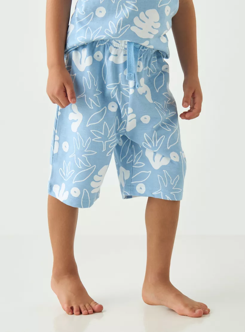 Juniors-All-Over-Leaf-Print-T-shirt-and-Shorts-Set-2