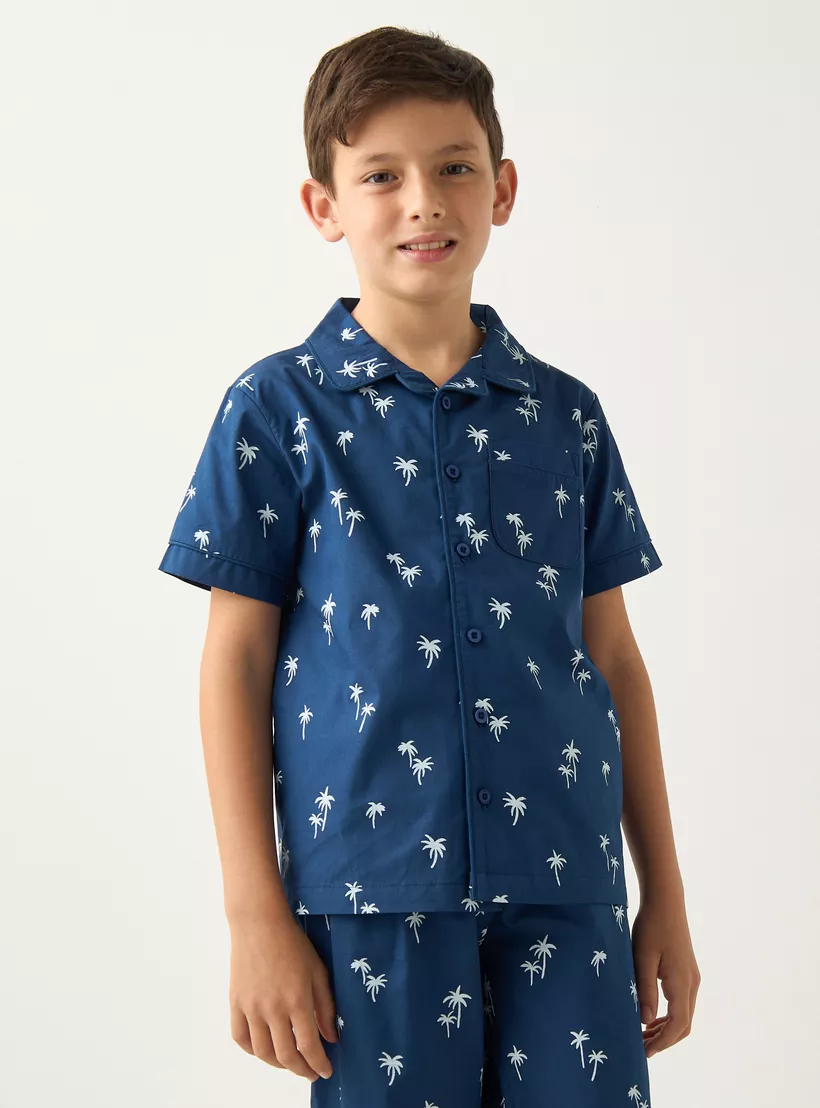 Juniors-All-Over-Palm-Tree-Print-Shirt-and-Pyjama-Set-1