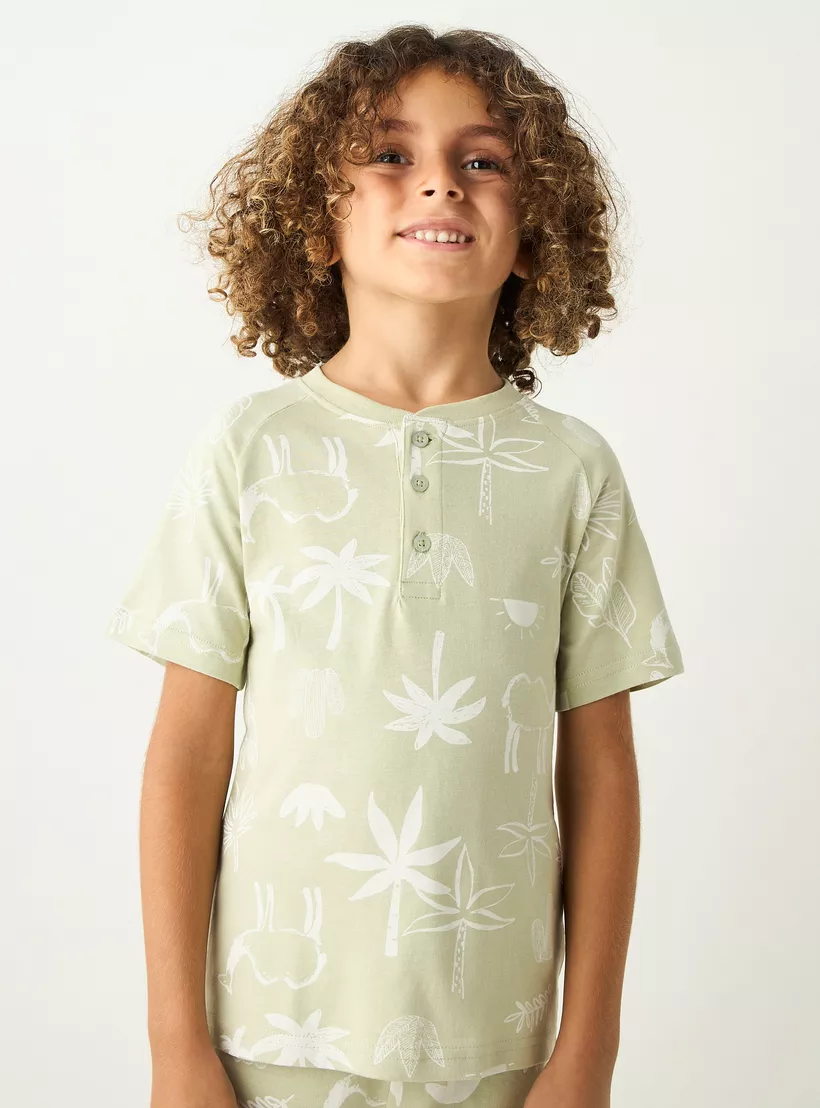Juniors-All-Over-Print-Short-Sleeves-T-shirt-and-Pyjama-Set-1