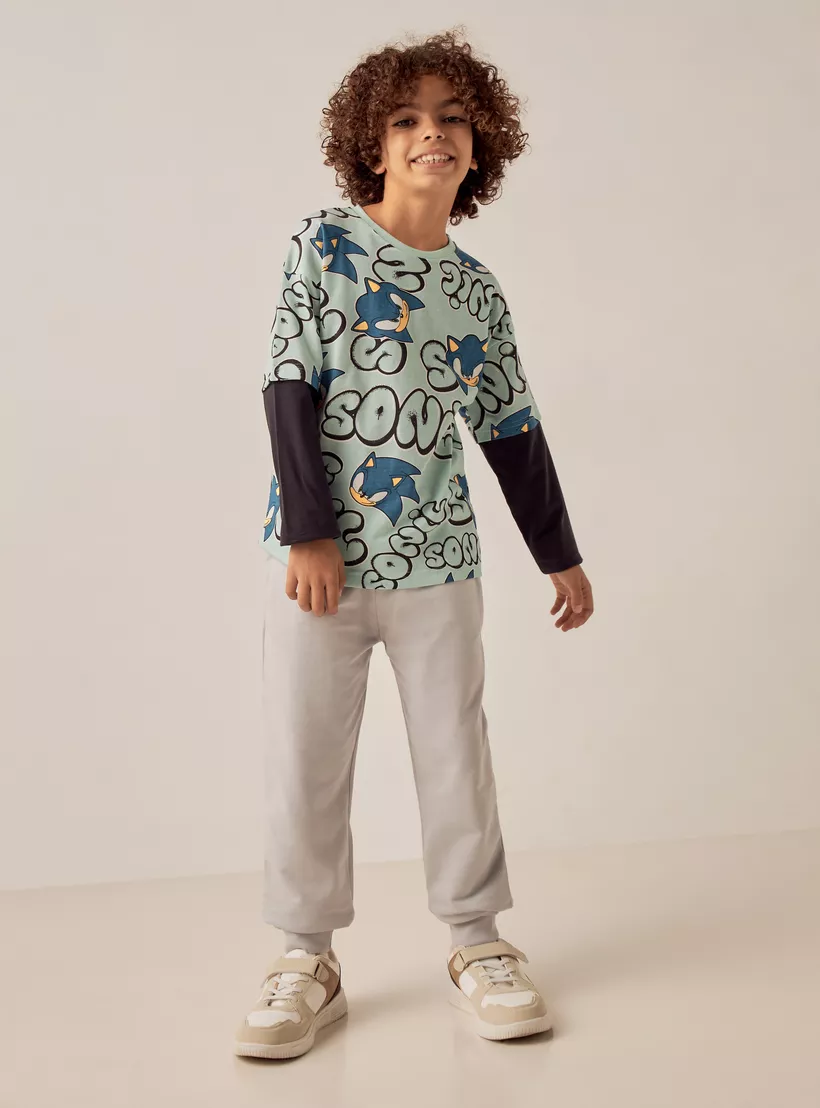 Juniors All-Over Sonic the Hedgehog Print T-shirt-2