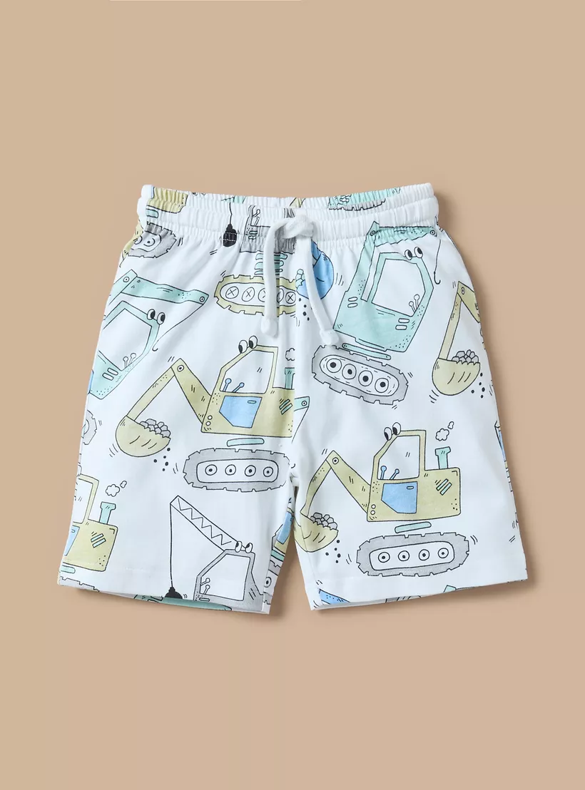 Juniors-All-Over-Truck-Print-Round-Neck-T-shirt-and-Elasticated-Shorts-Set-2