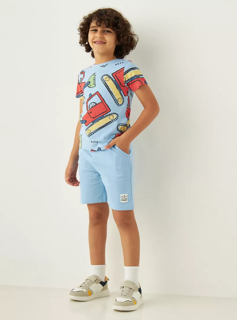 Juniors All-Over Vehicle Print T-shirt with Crew Neck-2