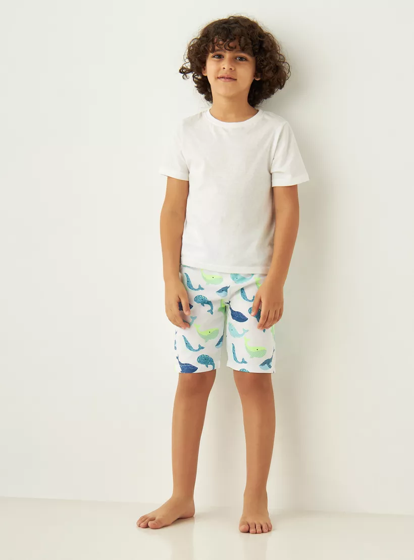 Juniors All-Over Whale Print Swim Shorts-2