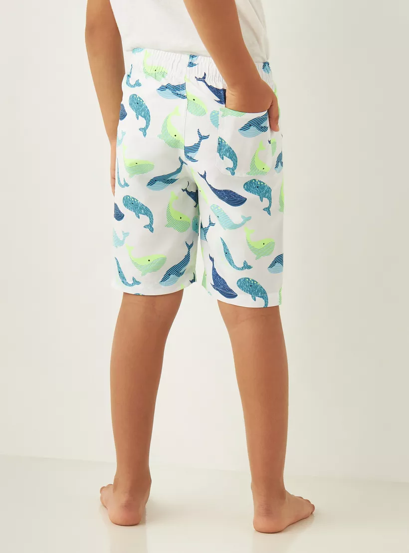 Juniors All-Over Whale Print Swim Shorts-3