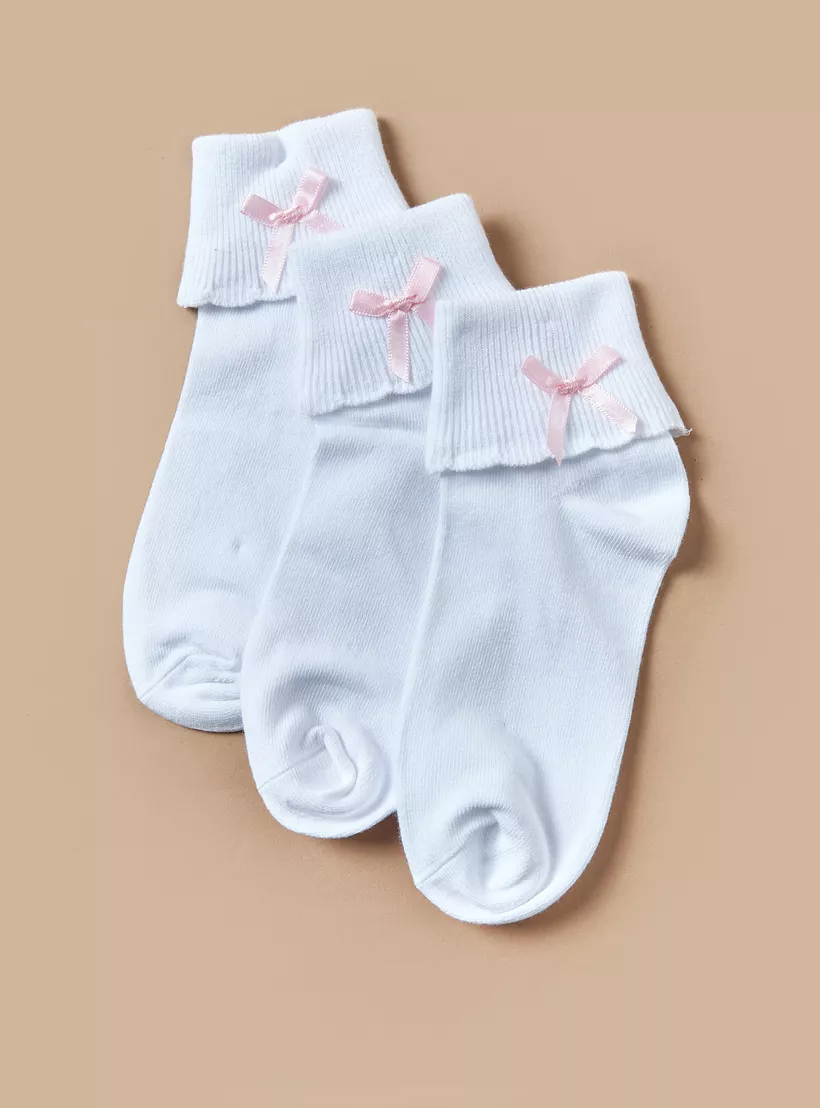 Juniors Bow Accent Ankle Length Socks - 2