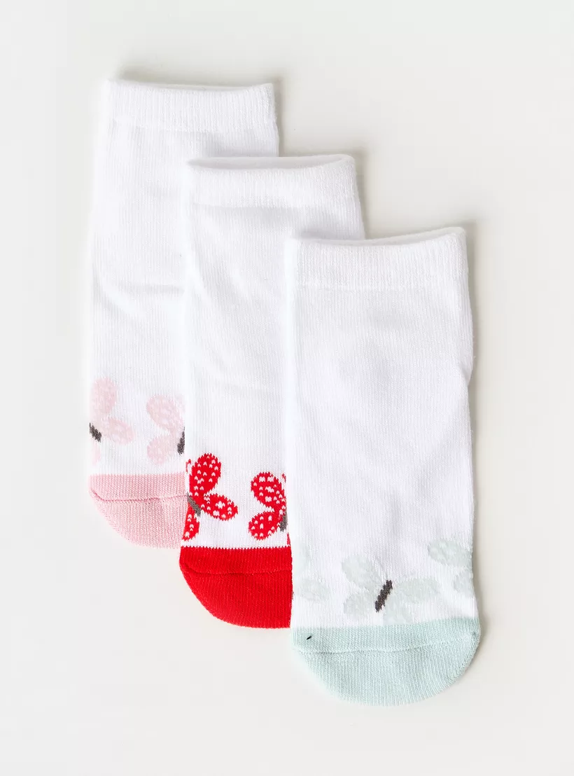 Juniors Butterfly Print Ankle Length Socks -2