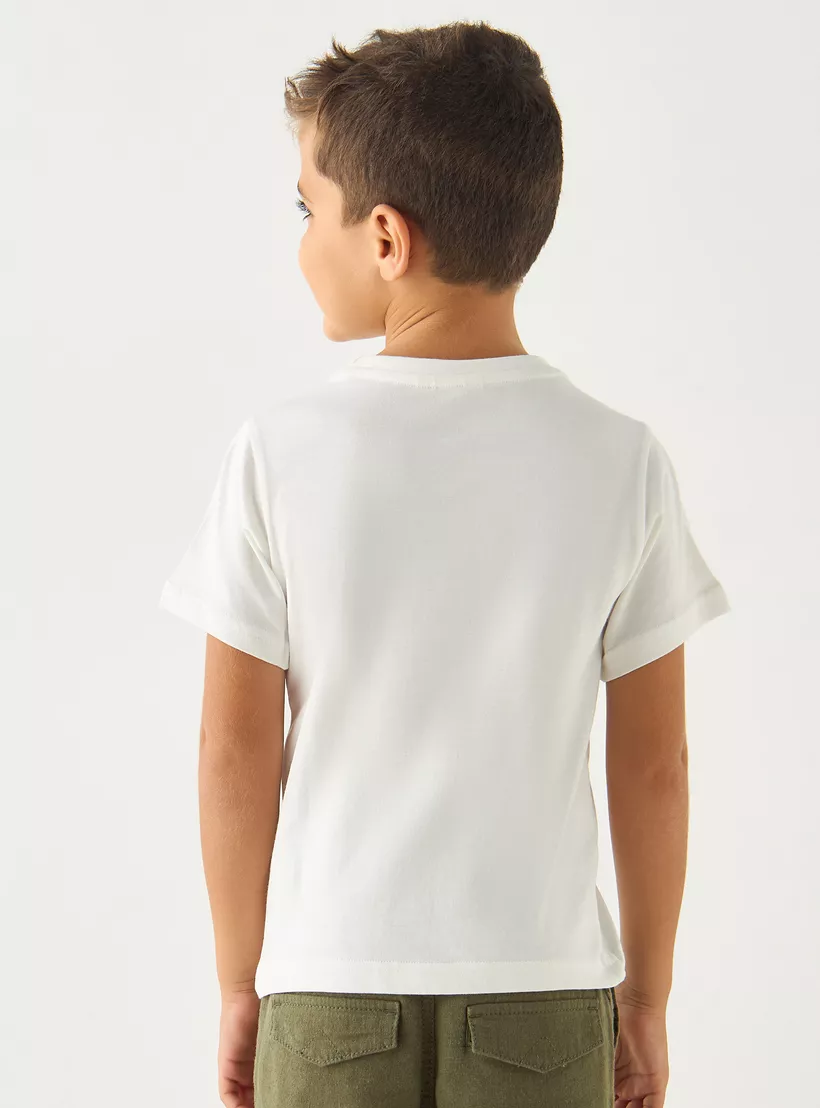 Juniors Dinosaur Print Short Sleeve T-shirt with Crew Neck-3