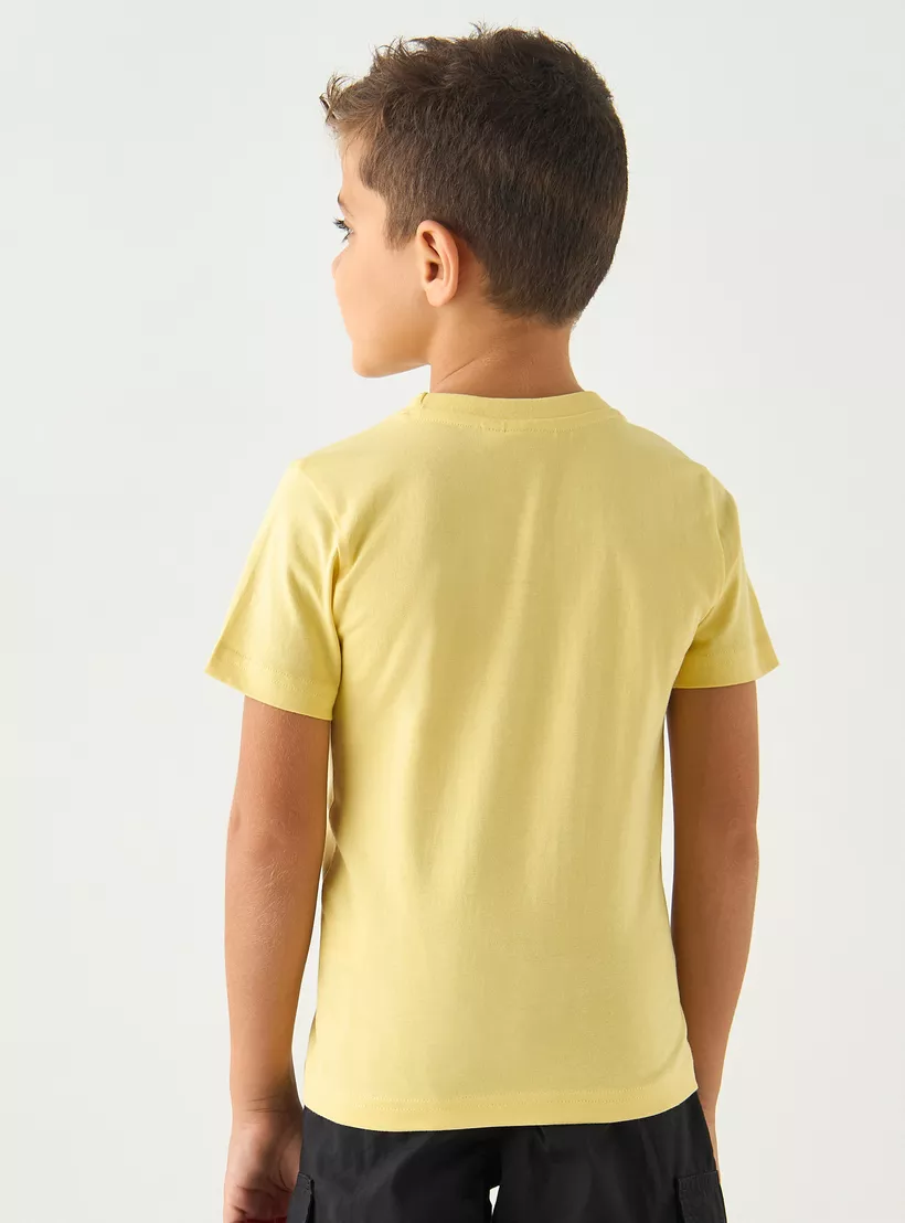 Juniors Lion Print Crew Neck T-shirt with Short Sleeves-3