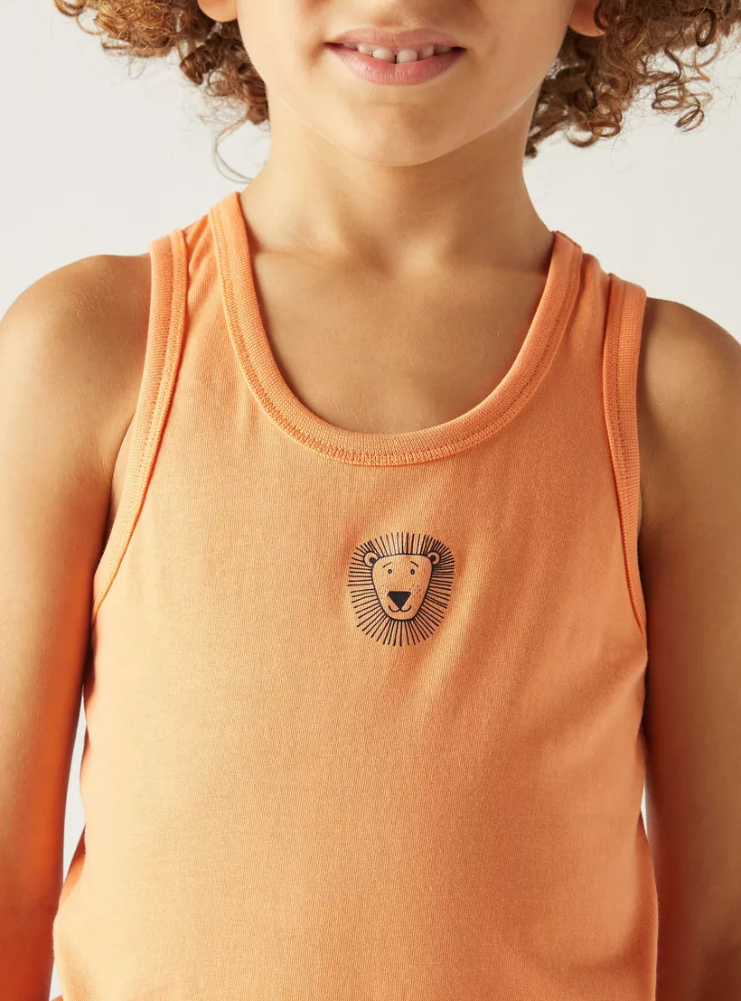Juniors Lion Print Vest - Set of 3-4