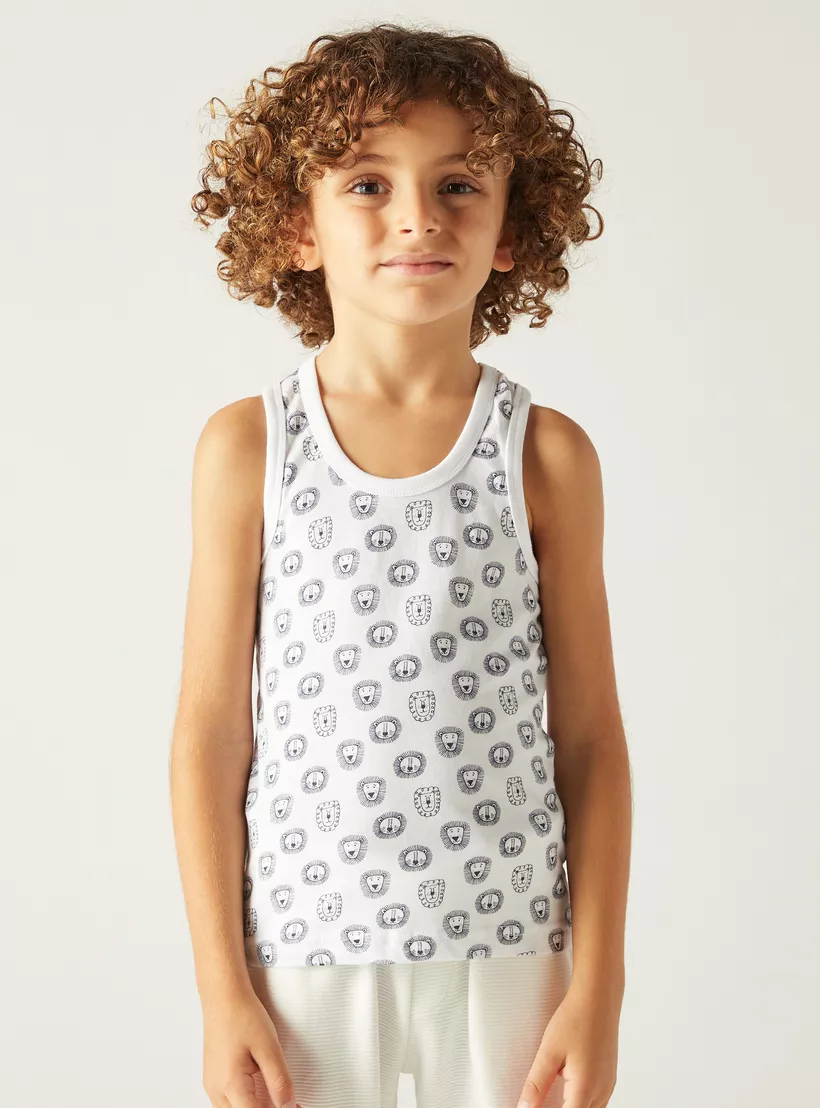 Juniors Lion Print Vest - Set of 3-5