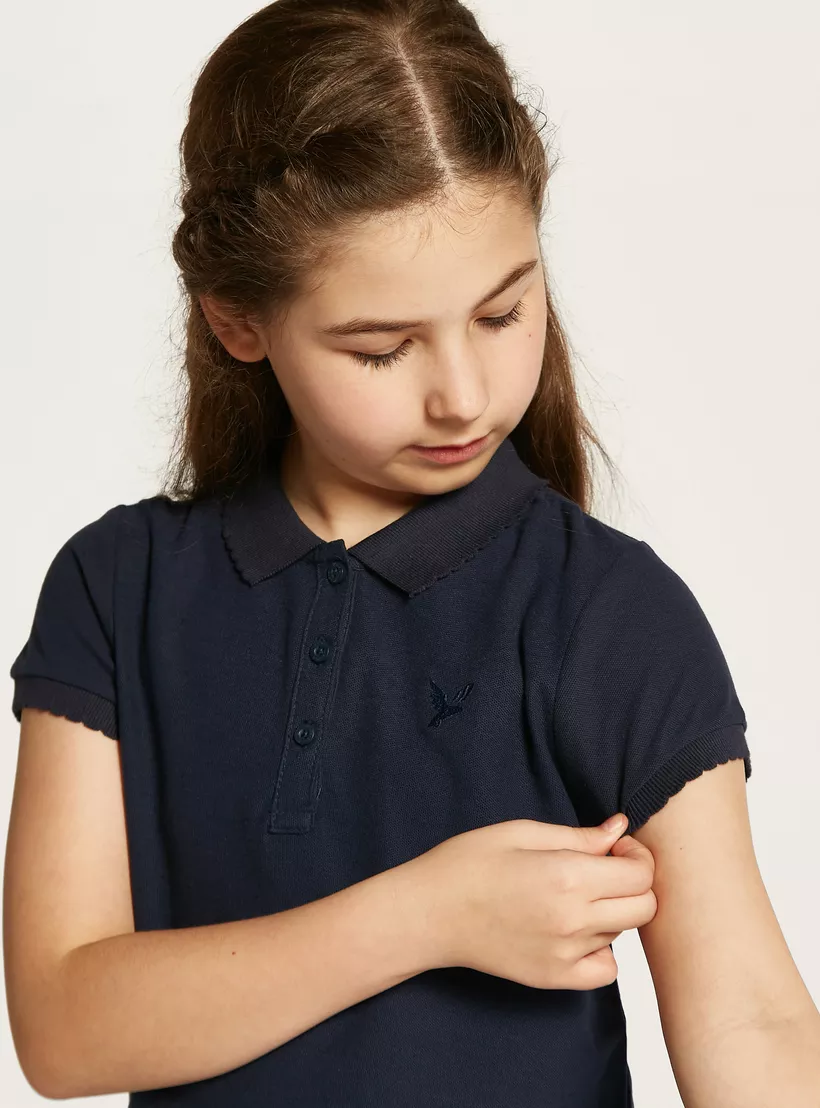 Juniors Polo Neck T-shirt blue-3