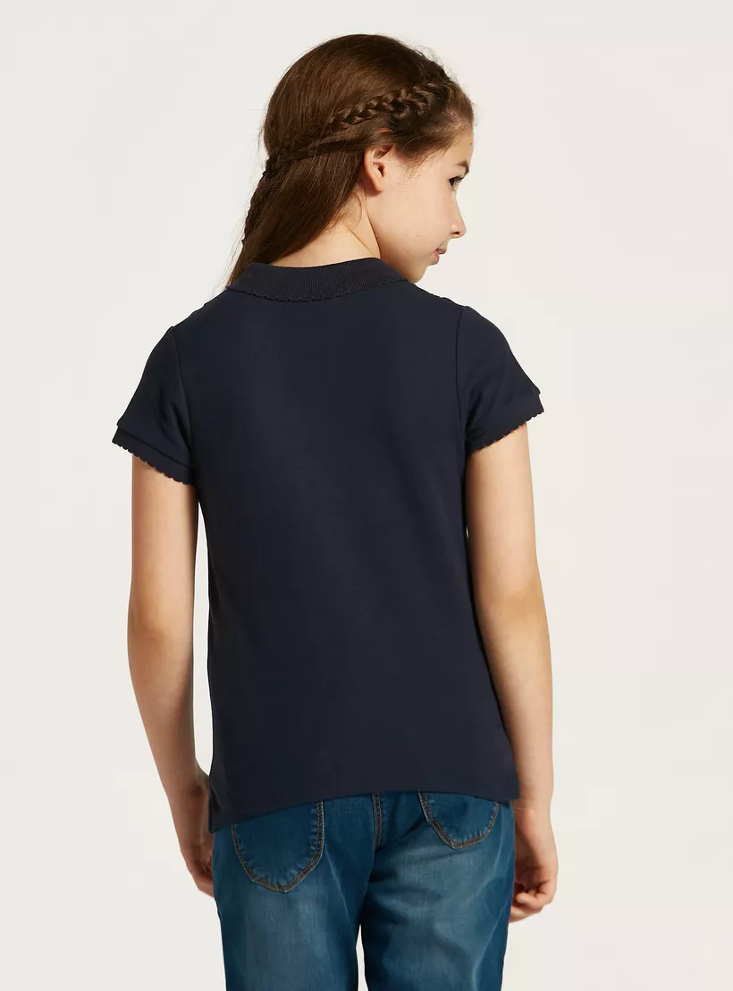 Juniors Polo Neck T-shirt blue-4