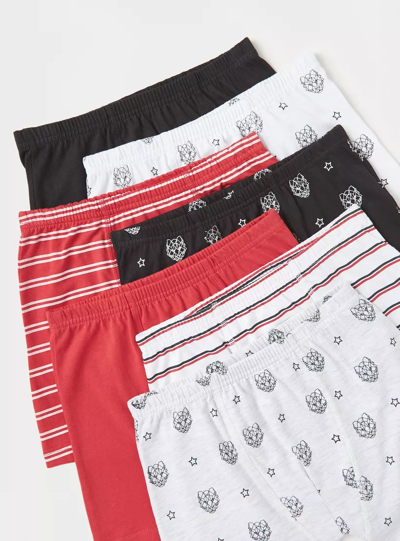 Juniors Printed Boxer Briefs with Elasticated Waistband - Set of 7-3
