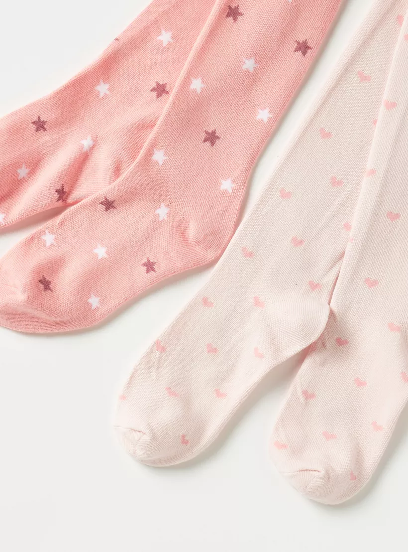 Juniors Printed Closed Feet Tights-2