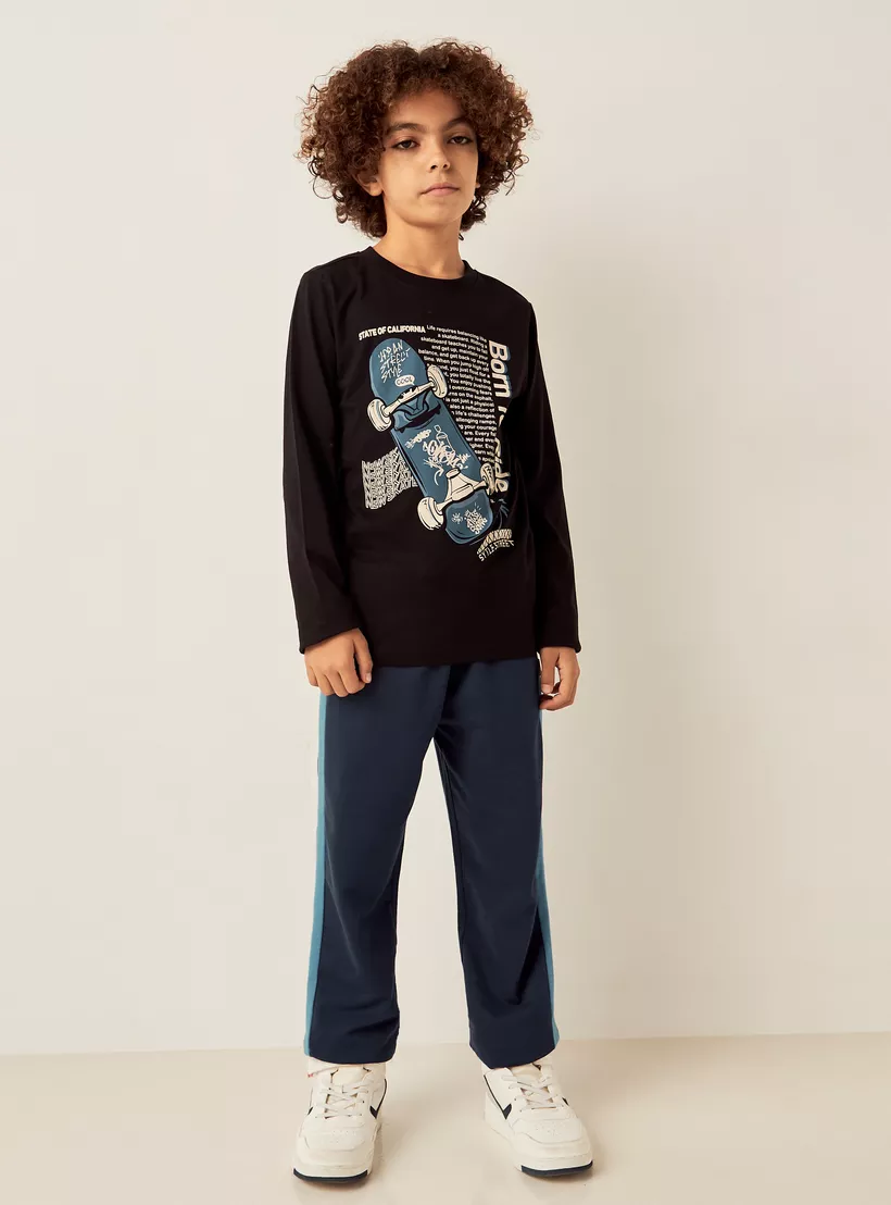 Juniors Printed T-shirt with Crew-2