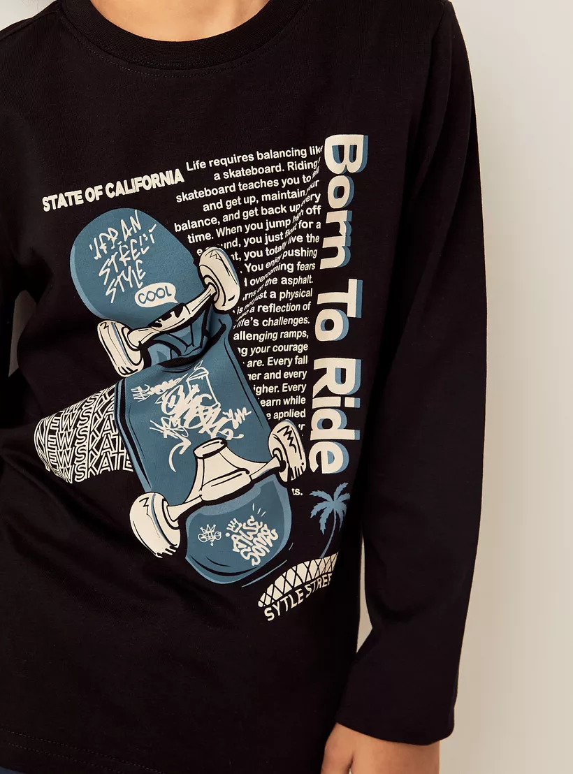 Juniors Printed T-shirt with Crew-4