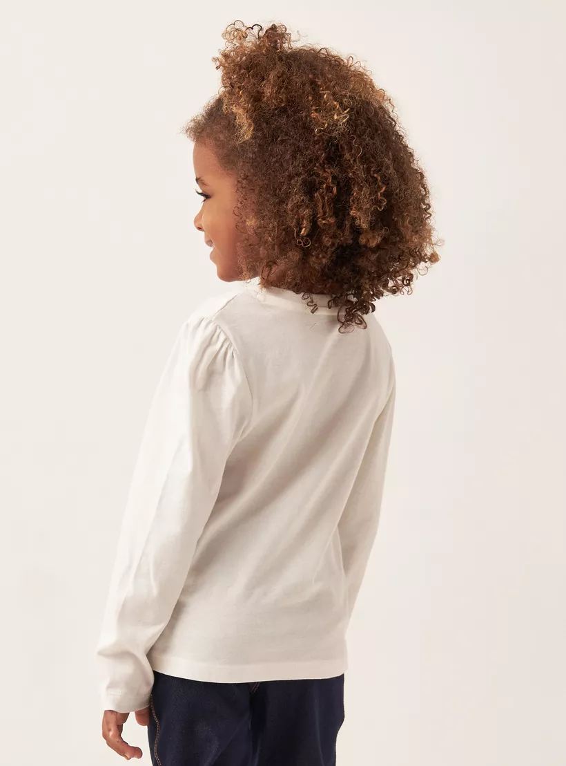 Juniors Printed T-shirt with Long Sleeves-3