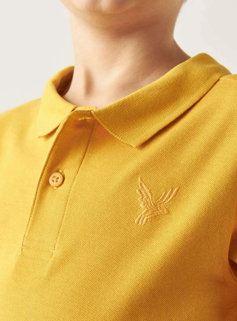 Juniors Solid Polo T-shirt with Long Sleeves-4