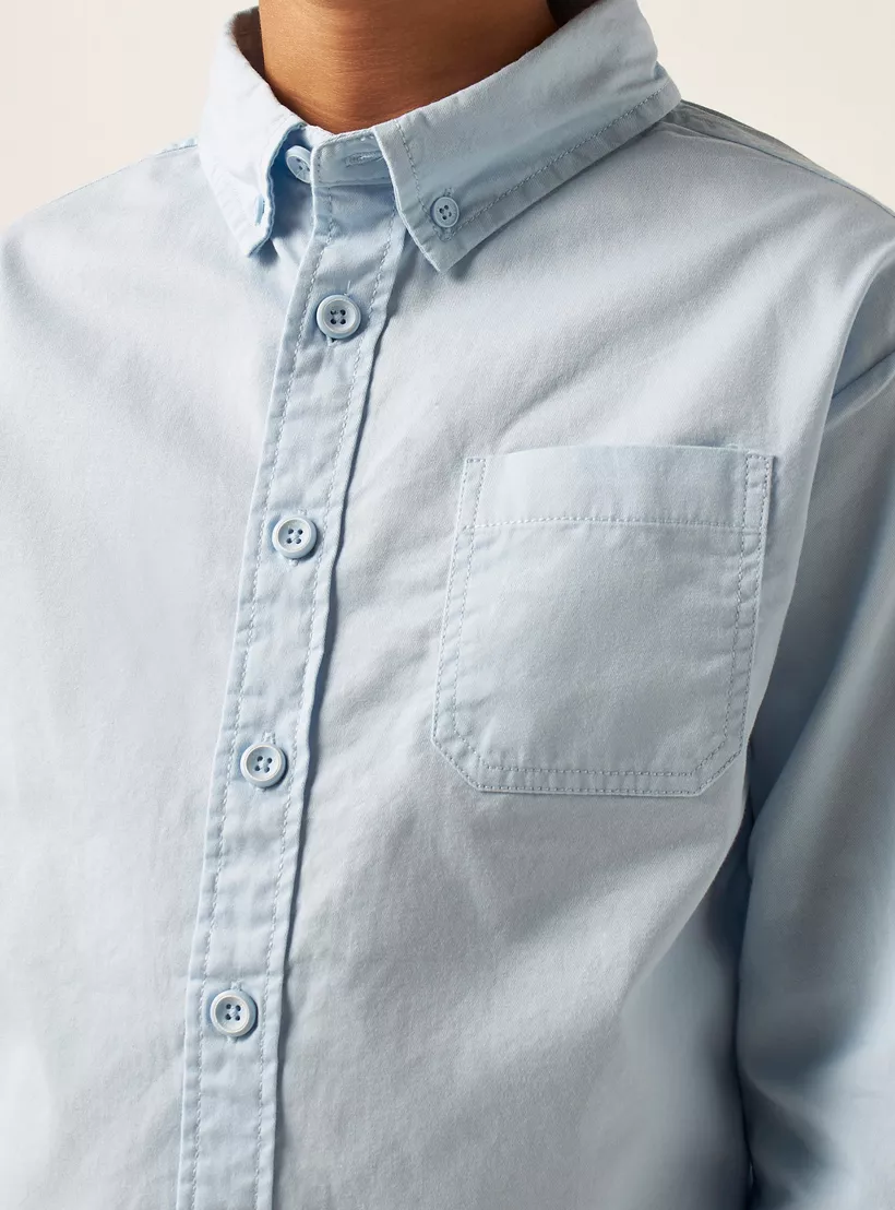 Juniors Solid Shirt with Button Closure and Chest Pocket-3